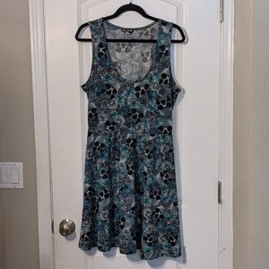 Hot Topic Blue Skulls & Roses Skater Tank dress